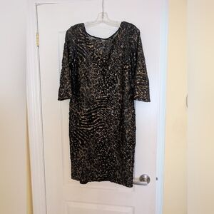 Frank Lyman Design Black and Gold Lace Dress